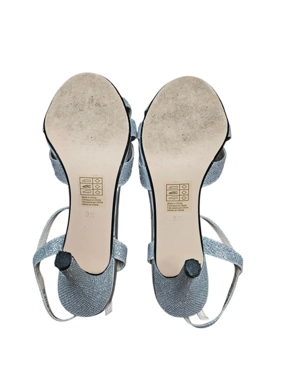 Benjamin Walk Touch Ups 9M Silver Dulce Rhinestone Strappy Heel Sandals